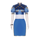 Street Fighter Chun Li Blue Dress Set Outfit Cosplay Costume